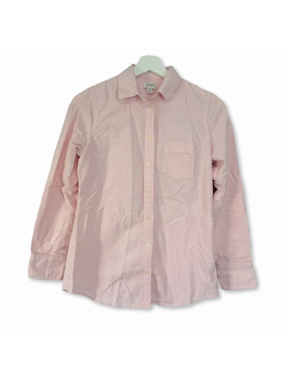 J.CREW Pink White Stripe Button Down Shirt Women's XS Cotton